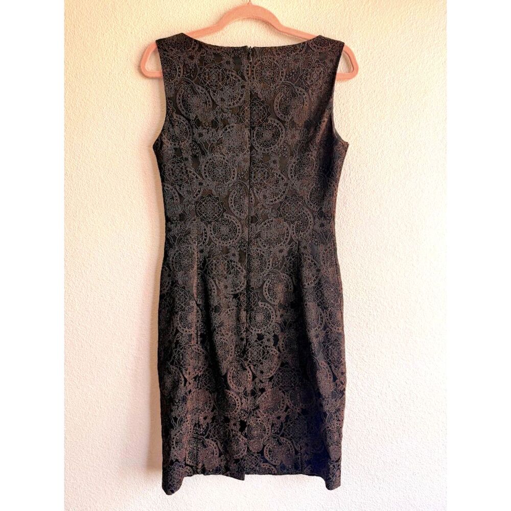 Vintage 90s Erny Van Reijmersdal Brocade Sheath Dress in Brown & Black size EU38 - Picture 7 of 13